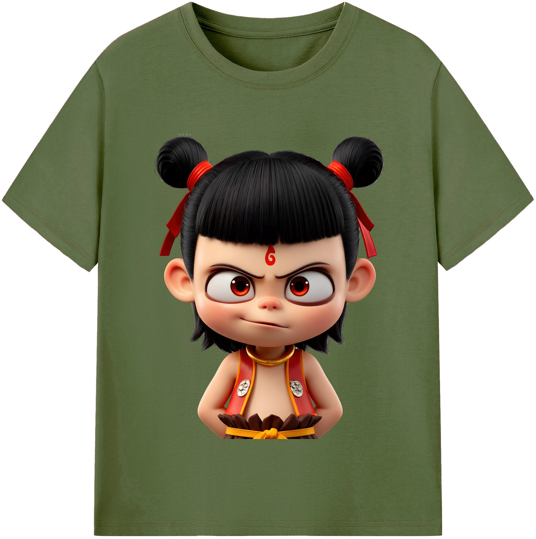 （画像用） Ne Zha 2 ナタ 魔童の大暴れ 綿100％半袖Tシャツ（フロントプリント）